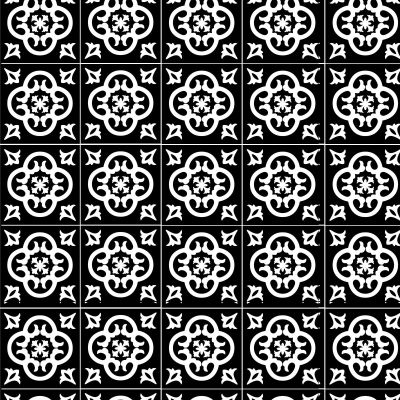 Dollhouse Self-adhesive Black Moroccan tiles wallpaper
