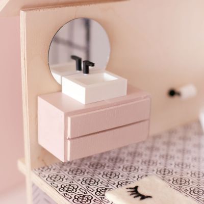 The Tiny Dollhouse SA black bathroom basin and tap scale 1:12