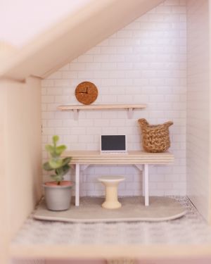 Home office kit (Table, Laptop, Pod Plant, Wall clock, Chair, Wall shelf, Carpet)