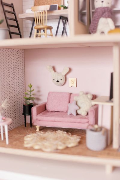 Limited Edition Pink Dollhouse upholstered sofa