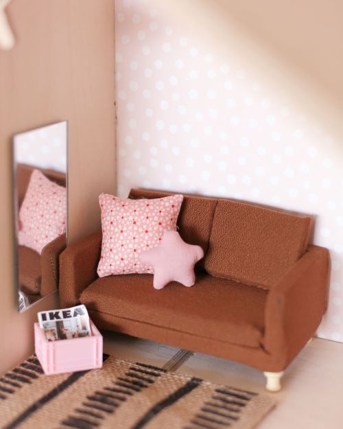 The Tiny Dollhouse SA upholstered sofa (tan or black)