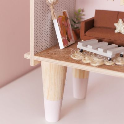 Set of 4 Cone-shaped wooden dollhouse legs