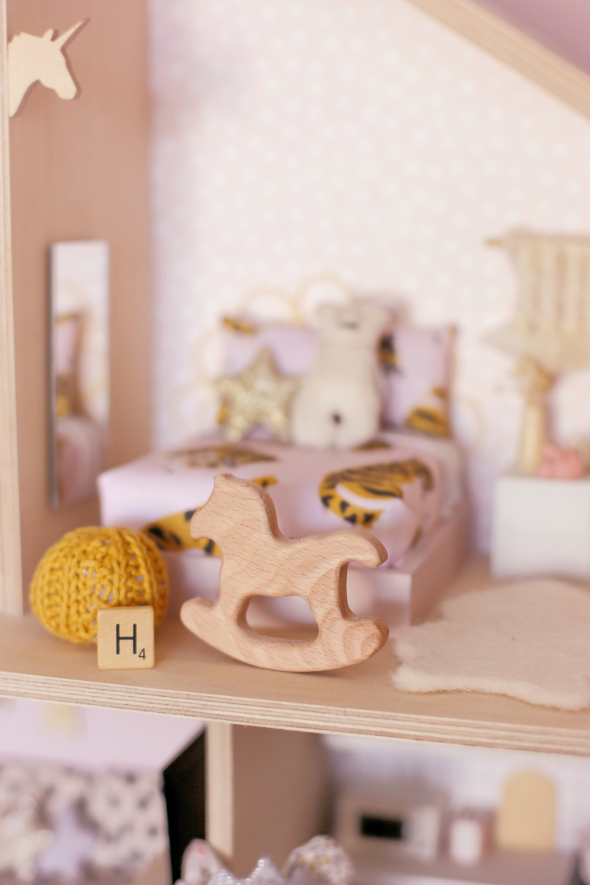 Miniature dollhouse rocking horse