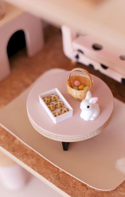 Miniature hot cross buns in a tiny shite pan