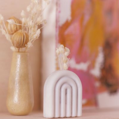 Miniature Arc bud vase with dried florals