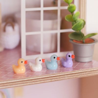 Set of 4 miniature dollhouse bathroom duckies