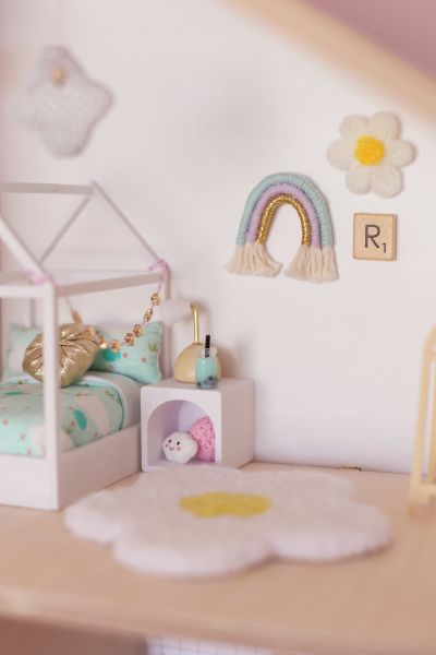 Add a Miniature Daisy Wall Hanging or Scatter cushion from The Tiny Dollhouse South Africa.