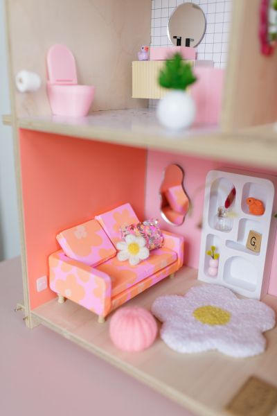 Limited Edition Happy and pink dollhouse sofa